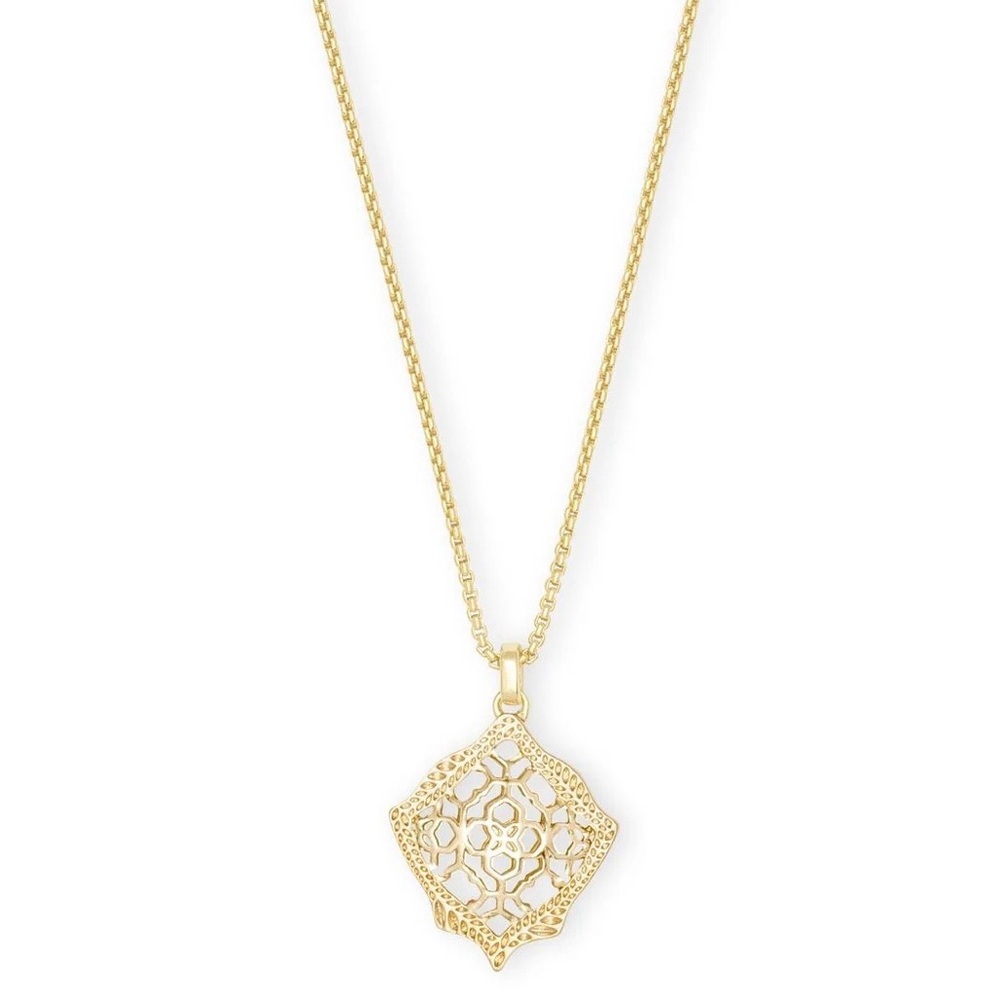 Kendra Scott • Kacey Filigree Pendant Necklace • Gold Tone Slider